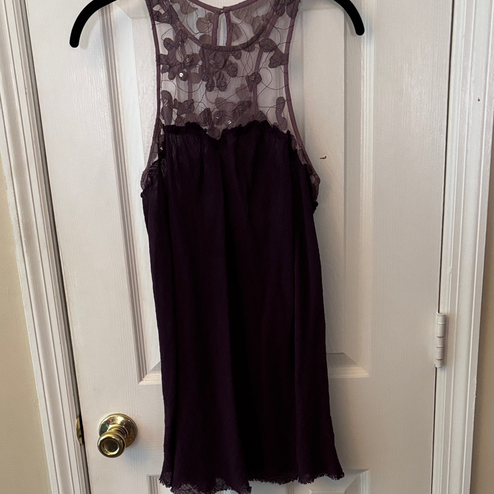 Free People Purple Lace Tank Top